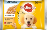 PEDIGREE Junior kotike 4x100g - m&auml;rja tarretisega koeratoit (kana ja riisiga, veiseliha ja riisiga)