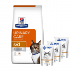HILL'S PD Prescription Diet Feline s/d Urinary Care 3 kg + ENZO VET m&auml;rgtoit kana kastmega kassidele 3x100 g
