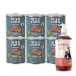 WILD FARM Superfood Wild Boar (hirveliha bataadi, marjade ja &uuml;rtidega) 6x800 g teraviljavaba koeratoit + LAB V L&otilde;he&otilde;li koertele ja kassidele 1000 ml