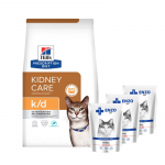 HILL'S PD Prescription Diet Feline k/d Tuunikala 1,5 kg + ENZO VET Renal veiselihaga geeliga kassidele 3x100 g