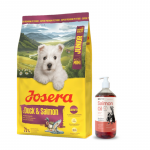 JOSERA Mini Junior Duck & Salmon 10 kg + LAB V l&otilde;he&otilde;li koertele ja kassidele 1000 ml