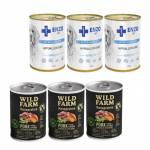 Wild Farm Monoprotein Pork 3x400g h&uuml;poallergeeniline koeratoit + ENZO VET H&uuml;poallergeeniline dieet kalkuniga koertele 3x400g