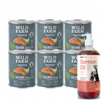 WILD FARM Superfood Salmon (l&otilde;he koos suvik&otilde;rvitsa, bataadi ja maitsetaimedega) 6x800 g teraviljavaba koeratoit + LAB V L&otilde;he&otilde;li koertele ja kassidele 1000 ml