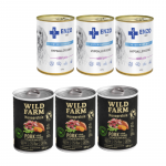 Wild Farm Monoprotein Pork 3x400g h&uuml;poallergeeniline toit koertele + ENZO VET H&uuml;poallergeeniline toit j&auml;nesega koertele 3x400g