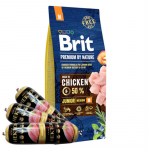 BRIT Premium By Nature Junior M 15 kg + Hektor linnuliha batoonid 3x900 g