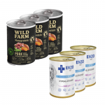 ENZO VET H&uuml;poallergeeniline toit j&auml;nesega koertele 3x400g + Wild Farm Monoprotein Pork 3x400g h&uuml;poallergeeniline toit koertele