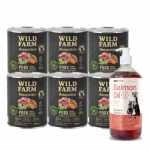 WILD FARM Monoproteiiniline sealiha 6x800g h&uuml;poallergeeniline koeratoit + LAB V L&otilde;he&otilde;li koertele ja kassidele 1000ml