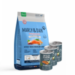 Marly & Dan t&auml;iskasvanud koertele keskmise suurusega t&otilde;ugudele v&auml;rske l&otilde;hega terviklik ja h&uuml;poallergeeniline 12 kg kuivtoit + Wild Farm Superfood l&otilde;he 3x400 g teraviljavaba koeratoit