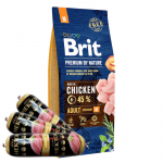 BRIT Premium By Nature Adult M 15 kg + Hektor linnuliha pulgad 3x900 g