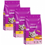 WHISKAS Adult 11,4 kg (3x3,8 kg) &ndash; kuivtoit t&auml;iskasvanud kassidele maitsva kanaga