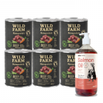 WILD FARM Monoproteiiniline veiseliha 6x800g h&uuml;poallergeeniline toit koertele + LAB V L&otilde;he&otilde;li koertele ja kassidele 1000ml