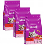 WHISKAS Adult 11,4 kg (3x3,8 kg) &ndash; t&auml;isv&auml;&auml;rtuslik kuivtoit t&auml;iskasvanud kassidele maitsva veiselihaga