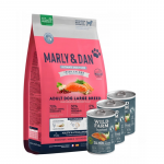 Marly & Dan t&auml;iskasvanud koertele suure t&otilde;ugu v&auml;rske l&otilde;he holistiline ja h&uuml;poallergeeniline 12 kg kuivtoit + Wild Farm Superfood l&otilde;he 3x400 g teraviljavaba koeratoit