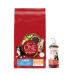 PURINA ONE Junior Medium/Maxi kutsikatoit, rikkalikult kana ja riisiga, 7 kg + LAB V L&otilde;he&otilde;li koertele ja kassidele 1000 ml