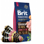 BRIT Premium By Nature Junior L 15 kg + Hektor linnuliha pulgad 3x900 g