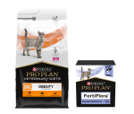 PURINA Veterinary PVD OM kaaluj&auml;lgimise toit kassidele 5 kg + PURINA PVD FortiFlora Cat 30 kotikest