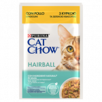CAT CHOW Hairball Kana ja rohelised oad kastmega 85g