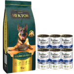 HEKTOR BALANCED T&auml;iskasvanud koertele 15 kg + Dolina Noteci Premium Tursk brokkoliga 6x400g