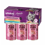 WHISKAS Adult Aromatic Mix 40x85 g &ndash; m&auml;rg kassitoit + WILD FARM Lamb p&acirc;t&eacute; 3x400g &ndash; gluteenivaba kassitoit
