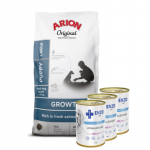 ARION Original Growth Salmon Puppy Large Breeds 12 kg + ENZO VET H&uuml;poallergeeniline toit j&auml;nesega koertele 3x400 g
