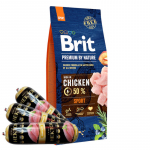 BRIT Premium By Nature Sport 15 kg + Hektor linnuliha batoonid 3x900 g