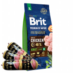 BRIT Premium By Nature Adult XL 15 kg + Hektor linnuliha pulgad 3x900 g