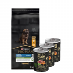 Purina Pro Plan Large Puppy Robust Optistart, kana ja riis 12 kg + Wild Farm Monoprotein Pork 3x400 g h&uuml;poallergeeniline koeratoit