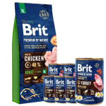 BRIT Premium By Nature Adult XL 15 kg + Brit kalkun maksaga 6x400 g