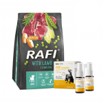 DOLINA NOTECI Rafi Junior kuivtoit lambalihaga 3 kg + Lab-V ADE Complex &ndash; vitamiinide A, D ja E kompleks koertele ja kassidele