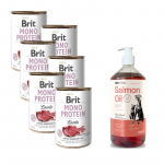 BRIT MONO PROTEIN LAMB 6x400g + LAB V L&otilde;he&otilde;li koertele ja kassidele 1000ml