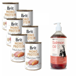 BRIT MONO PROTEIN TURKEY ja bataat 6x400g + LAB V L&otilde;he&otilde;li koertele ja kassidele 1000ml