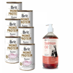 BRIT MONO PROTEIN RABBIT 6x400g + LAB V L&otilde;he&otilde;li koertele ja kassidele 1000ml