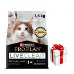 PRO PLAN LiveClear Toit steriliseeritud t&auml;iskasvanud kassidele, rikkalikult kalkuniliha, 1,4 kg + &Uuml;llatus teie kassile