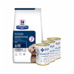 HILL'S PD Prescription Diet Canine z/d Toiduainete &uuml;litundlikkus Mini 1 kg + ENZO VET H&uuml;poallergeeniline toit j&auml;nesega koertele 3x400 g