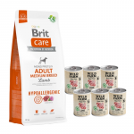 BRIT CARE koerte h&uuml;poallergeeniline t&auml;iskasvanud keskmise suurusega t&otilde;ugu lambaliha 12 kg + Wild Farm Pate lambaliha 6x400 g gluteenivaba lambaliha toit koertele