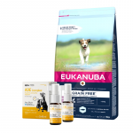 EUKANUBA Puppy&Junior Small/Medium Grain Free 3kg + Lab-V ADE Complex &ndash; A-, D- ja E-vitamiinikompleks koertele ja kassidele