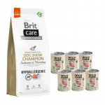 BRIT CARE Koer H&uuml;poloogene Koer N&auml;ituse T&scaron;empion L&otilde;he ja Heeringas 12 kg + Wild Farm Pate Lamb 6x400 g Gluteenivaba lambaliha toit koertele