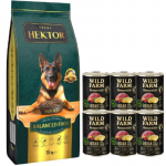 HEKTOR BALANCED T&auml;iskasvanud 15 kg + WILD FARM Monoproteiin metssiga 6x400 g