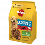 PEDIGREE&reg; Adult 2,6 kg veiseliha ja k&ouml;&ouml;giviljadega &ndash; t&auml;isv&auml;&auml;rtuslik kuivtoit t&auml;iskasvanud suurte ja keskmise suurusega t&otilde;ugude koertele