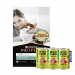 PRO PLAN LiveClear kassipoegade toit, rikkalikult kalkuniga 1,4 kg + WILD FARM Premium Grain Free Lamb and Tuna 3x400g &ndash; steriliseeritud kassidele