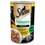 SHEBA purk 400 g Nature's Collection - m&auml;rg t&auml;istoit t&auml;iskasvanud kassidele, kodulinnukokteil maksa ja kala&otilde;liga, porgandiga garneeringuga, terriinis
