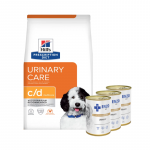 HILL'S PD Prescription Diet Canine c/d Urinary Care 1,5 kg + ENZO VET Urinary uriiniteede haiguste raviks, kana lisandiga, koertele, 3x400 g