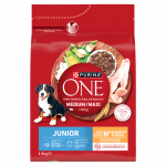 PURINA ONE Junior Medium/Maxi Koeratoit kutsikatele, rikkalikult kana ja riisiga 2,5 kg