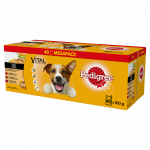 PEDIGREE Adult kotike 40x100g Segatud maitsed - m&auml;rja koeratoit (kana ja k&ouml;&ouml;giviljad, veiseliha ja k&ouml;&ouml;giviljad, kalkun ja porgand, veiseliha ja lambaliha)