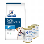 HILL'S PD Prescription Diet Canine d/d Duck and Rice 12 kg + ENZO VET H&uuml;poallergeeniline toit kalkuniga koertele 3x400 g