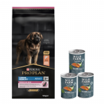 Purina Pro Plan Large Adult Robust Optiderma, l&otilde;he ja riis 14 kg + Wild Farm Superfood Salmon l&otilde;he 3x400 g teraviljavaba koeratoit
