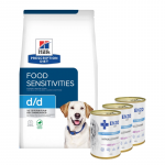 HILL'S PD Prescription Diet Canine d/d Duck and Rice 12 kg + ENZO VET H&uuml;poallergeeniline toit j&auml;nesega koertele 3x400 g