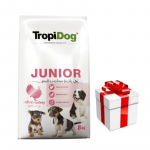 TROPIDOG Premium Junior v&auml;ikestele ja keskmise suurusega t&otilde;ugudele l&otilde;he ja riisiga 8 kg + &uuml;llatus teie koerale