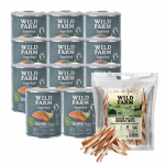 WILD FARM Superfood Salmon (l&otilde;he koos suvik&otilde;rvitsa, bataadi ja maitsetaimedega) 12x800 g teraviljavaba koeratoit + tasuta maius