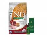 Farmina N&D Ancestral Grain koeratoit CHICKEN & POMEGRANATE ADULT MEDIUM&MAXI 12 kg + LAB-V Omega 3 ja 6 rasvhapped koerte ja kasside &uuml;ldise tervise, karvkatte ja naha seisundi parandamiseks 100 ml